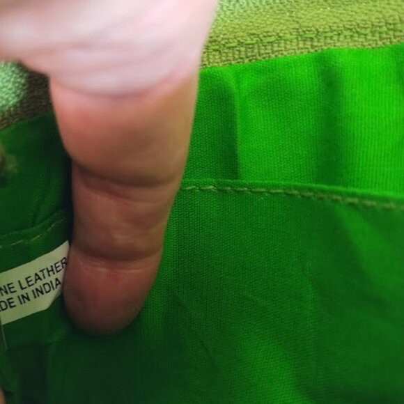 Blithe Leather Embossed Clutch in Green and Dark Yellow - Picture 12 of 13